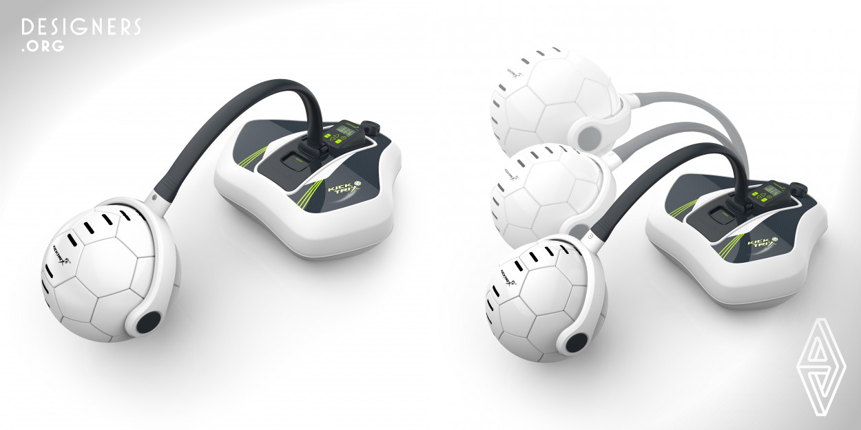 KickTrix was designed to be fun for youngsters but at the same time develops both soccer skills and fitness by simulating the natural movements and behavior required for keeping a football in the air. The system provides timing and counting with different difficulty levels and also an option to compete wirelessly with friends using a linked 'app'. It merges digital gaming techniques with physical exercise and can be used safely indoors, motivating children to adopt correct techniques whilst building confidence. 