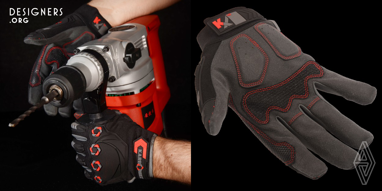 Extremely balanced work glove with the ultimate abrasion palm engineered for durability & long lasting comfort with specialised high specification material reinforcements to strategic key areas. Impact absorbing XRD palm reduces shock & vibration from hand held power tools. The XRD protection difference is especially apparent at high speed impact, the soft contouring material instantly dissipates force upon impact, absorbing up to 90% of energy at impact. Flexible anti impact guard zones provide full dorsal protection. Extreme protection, dexterity, grip & comfort for in a compact design.