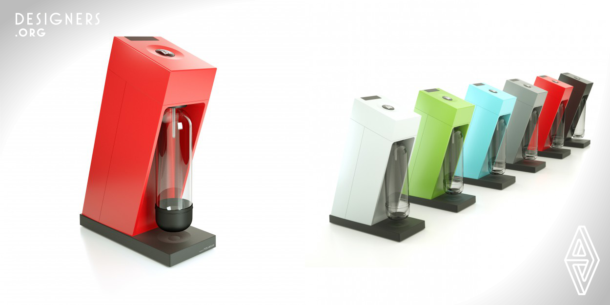 Revolutionary design of a new product line of soda maker Limobar. Its minimalistic appearance and the overall simplicity of use makes the maker perfect helper at home while preparation of soft drinks. The design of soda maker is revolutionary. Apart from the competitors, which have mostly rounded design, contrary soda maker LIMOBAR EDGE has angular design. Soda maker LIMOBAR EDGE brings the unique solution of esthetic kitchen appliances.