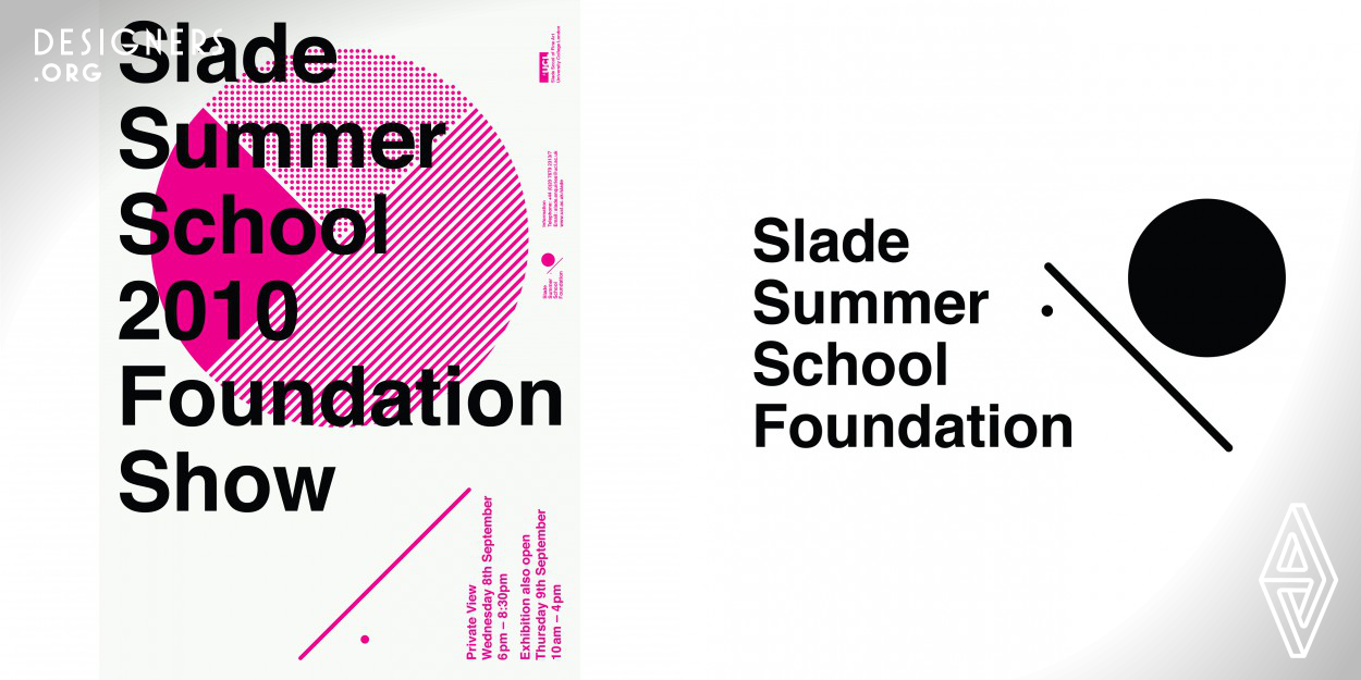 This is the poster, invitation card and online promotion image for an exhibition identity Daeki Shim and Hyojun Shim designed that was used to promote a fine art exhibition at Slade Summer School 2010 Foundation Show. The theme of this exhibition was related to the point and line to plane. They reduced all the pieces of work to a simple point and line format symbolising the various artist’s work displayed at the exhibition.