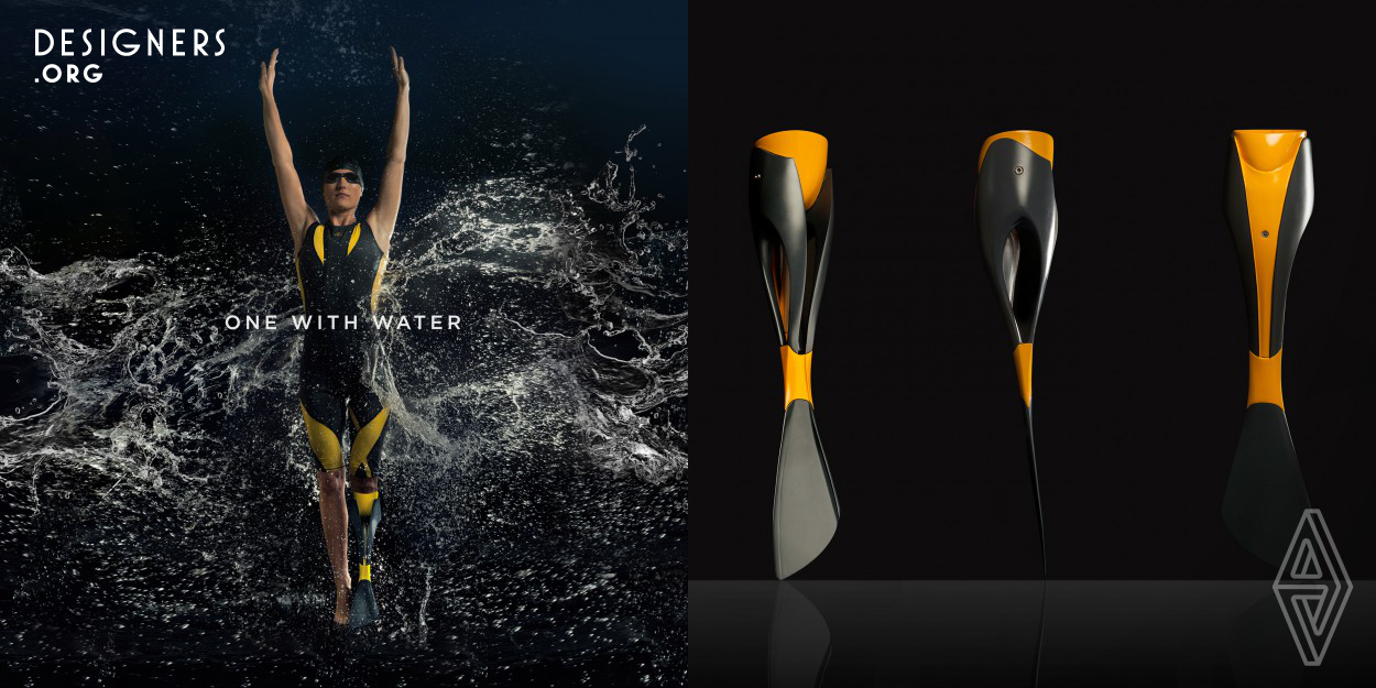 Elle is a combination of a prosthetic leg and a swimwear that is designed to optimize amputee’s swimming experience by achieving balance, maximizing energy return from launch off and flip-turns, and supporting the body through the latest technology. Elle is geared to assist single-leg amputees to compete with able-bodied swimmers. Currently, elle is the only prosthetic that address the needs in swimming specifically. 