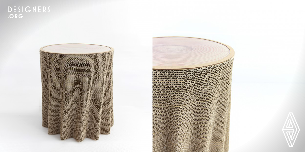 Morph is standalone side table made with 100% recyclable cardboard material and incorporates the E-ink Prism sheet on top as surface treatment. E-ink Prism is the electrical ink laminated film sheets that can change its pattern with very low electricity voltage. As its name describes the transforming shape of pure circle to complex curvature, Morph symbolizes traditional paper to new generation electrical paper, and fabricated with the digital modeling technology and CNC fabrication method. 