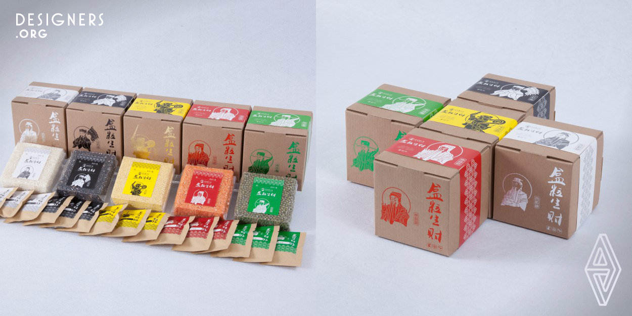 The packaging design for these coin bank was inspired by the Five-way God of Wealth and the five elements colors. In Taiwanese culture, each of person has own zodiac. Each of zodiac has different Five-Phase Theory of Chinese numerology. So, people can choose the packaging which color belong to their zodiac. According to the personal zodiac People can take the packaging and place it in their own lucky position in the house or in the company. The design team for the accumulation of wealth make the packaging include agriculture products and how to make people can gain money by themselves. 