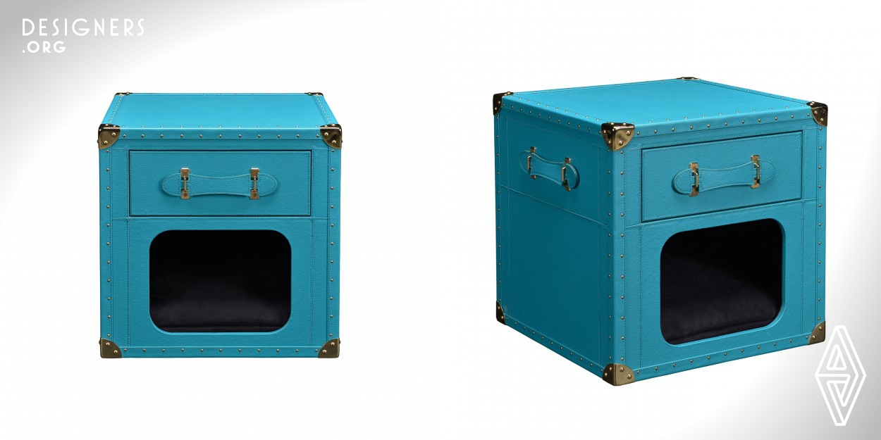This is a multifunctional side table in modernised trunk design, includes a drawer at the top and a dog house underneath. An awesome all in one statement furniture makes you and your dog's dreams come true. Side table must be placed at a place that is closed to you, such as, next to the sofa, next to your bed or even both of them which will all be an ideal place for your dog to rest comfortably and be closed to you.