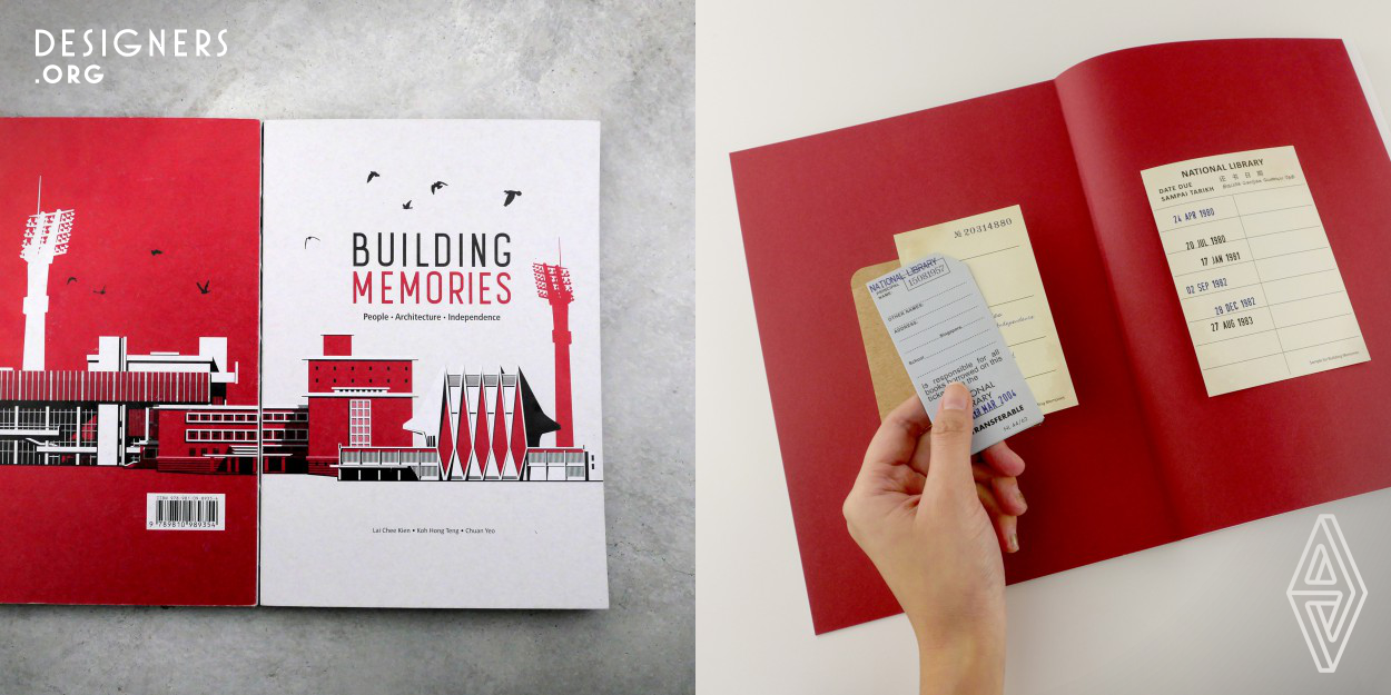 Building Memories is an interactive art book documenting the histories and memories of four public buildings which have helped shape Singapore – the National Library (1960), the National Theatre (1963), the Singapore Conference Hall and Trade Union House (1965) and the National Stadium (1973). Design elements such as a replicated library card, event invitation, architectural pop-up, photographs and comic strips were combined with historical information that engages the visual and tactile senses, creating an immersive experience that encourages recollection and reliving of memories.