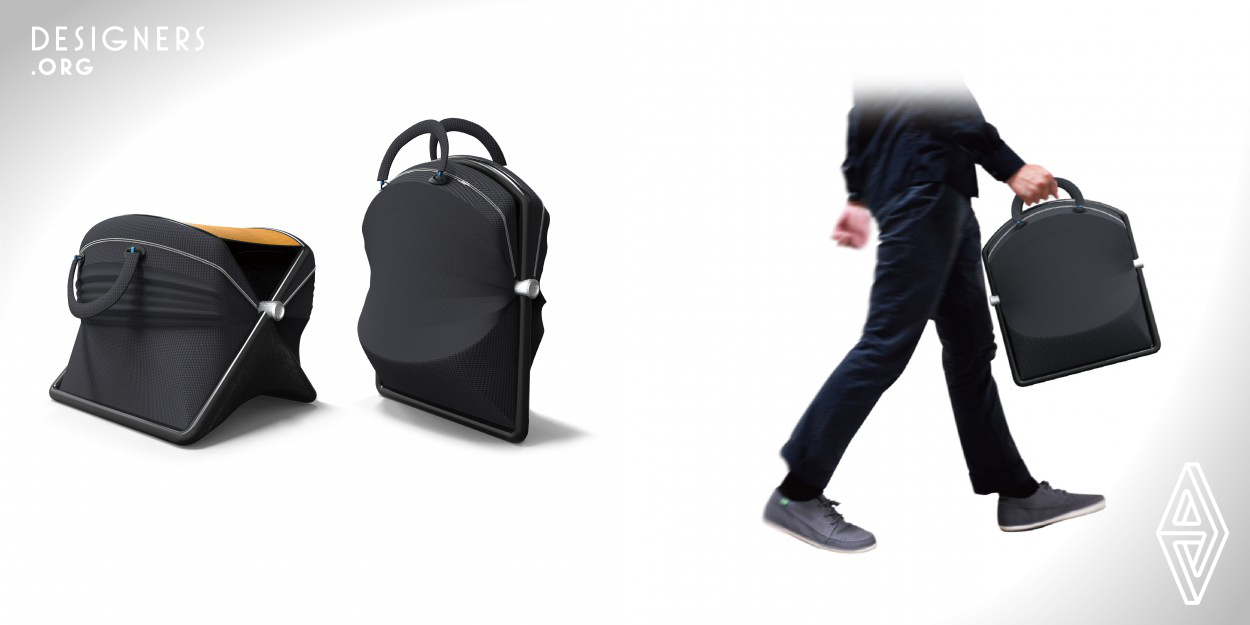 Xit is a portable transforming bag for sitting, designed for everyday use, especially in situations where a temporary seat is needed. In a situation like waiting in line, standing or walking for a long period of time tire people out. All people want to do is take a seat. As a bag for carrying around everyday items, Xit can also be used as a chair. Open up the bag and it can transform into a temporary seat.