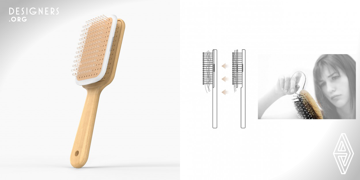 They found that when people used a comb to comb their hair, some hair will be wrapped around the tentacles of the comb, which is a problem that is difficult to clean up, and not timely cleaning easy to produce dirt and bacteria. To solve this problem, they designed a flexible comb. Before and after the two part of the comb can easily complete the open and merge these two actions. The tentacles of the comb are connected to the rear shell. The hair wrapped around the tentacles will be exposed so that it can easily be swept into the trash can.