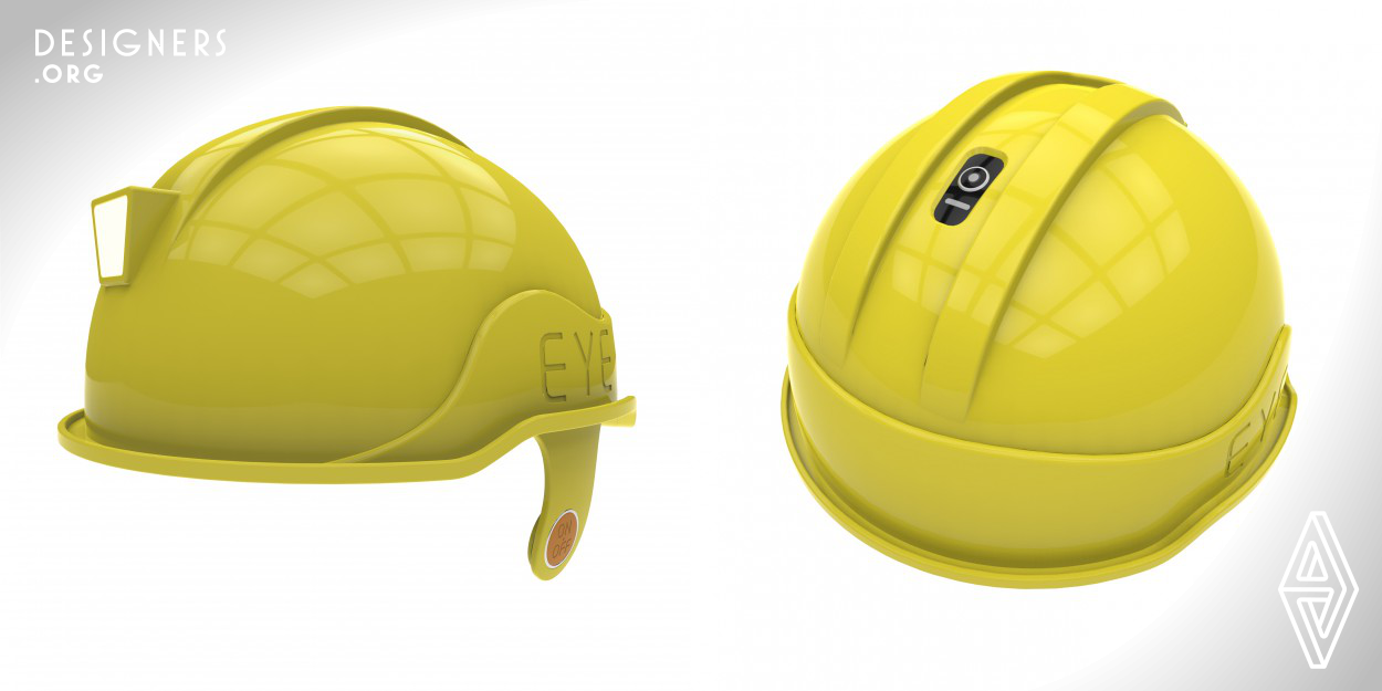 Common safety helmet could not be observed at the top of the head. It has blind area.It is not safe for the workers. The EYE Safety Helmet has an ultrasonic probe at top of the product , when there is a larger dangerous objects falling, it will be detected by the ultrasonic probe and alarm to remind workers through the earphone. The workers will escape dangerous. So this product can prevent workers injured. 