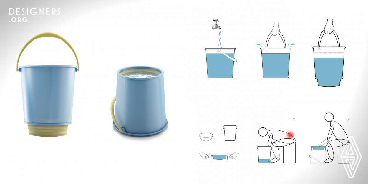 Apply the features of silica gel on buckets, so that buckets have two using functions. It can not only easily prevent water from splitting from the bucket to wet out trousers and shoes, but also reduce the waste of water. Besides, you can overturn the bucket to turn it into a basin to wash some-small sized clothes.