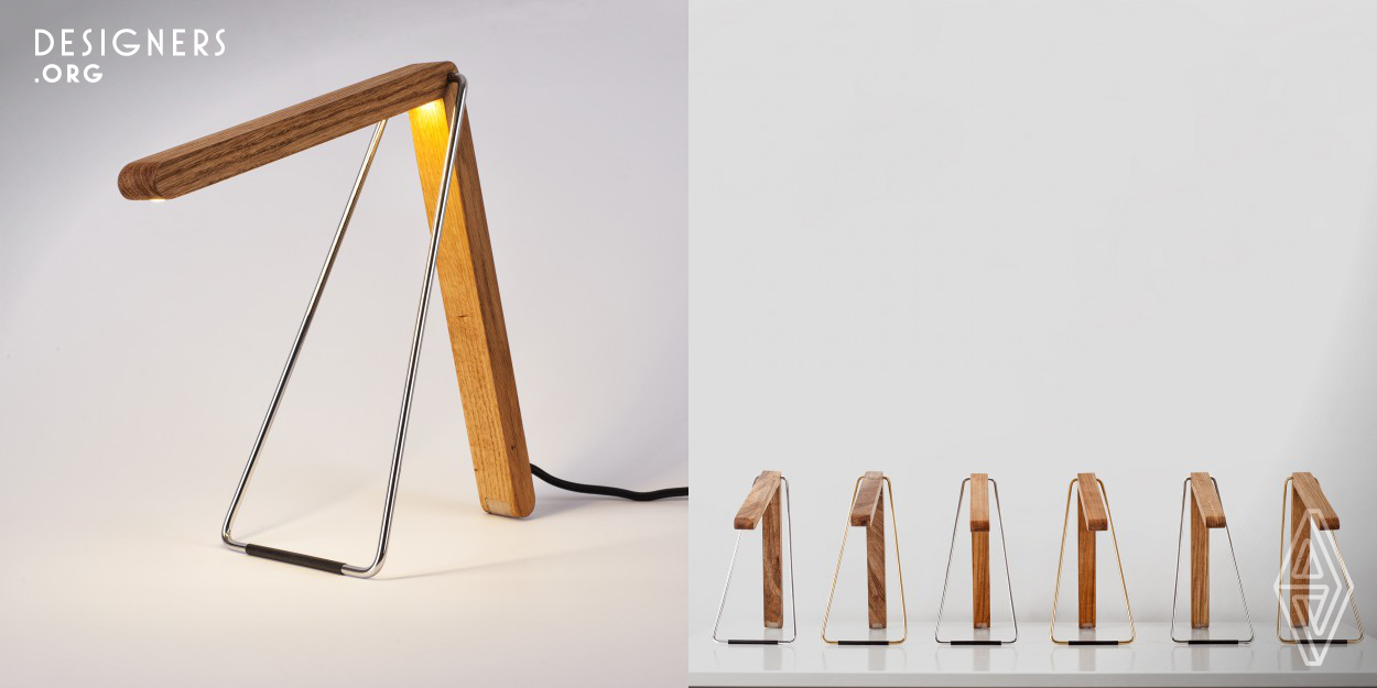 Reader Collection is a series of bedside lamps. The collection consists of six lamps available in different types of wood and metal: cherry, oak and walnut combined with stainless steel or brass. The idea behind Reader is inspired by mechanism of canvas easel, simplicity of movement. The lamp allows the user to manually adjust the direction of light. The light can be easily adjusted to different positions which emits direct or indirect light, depending on the function to be achieved.