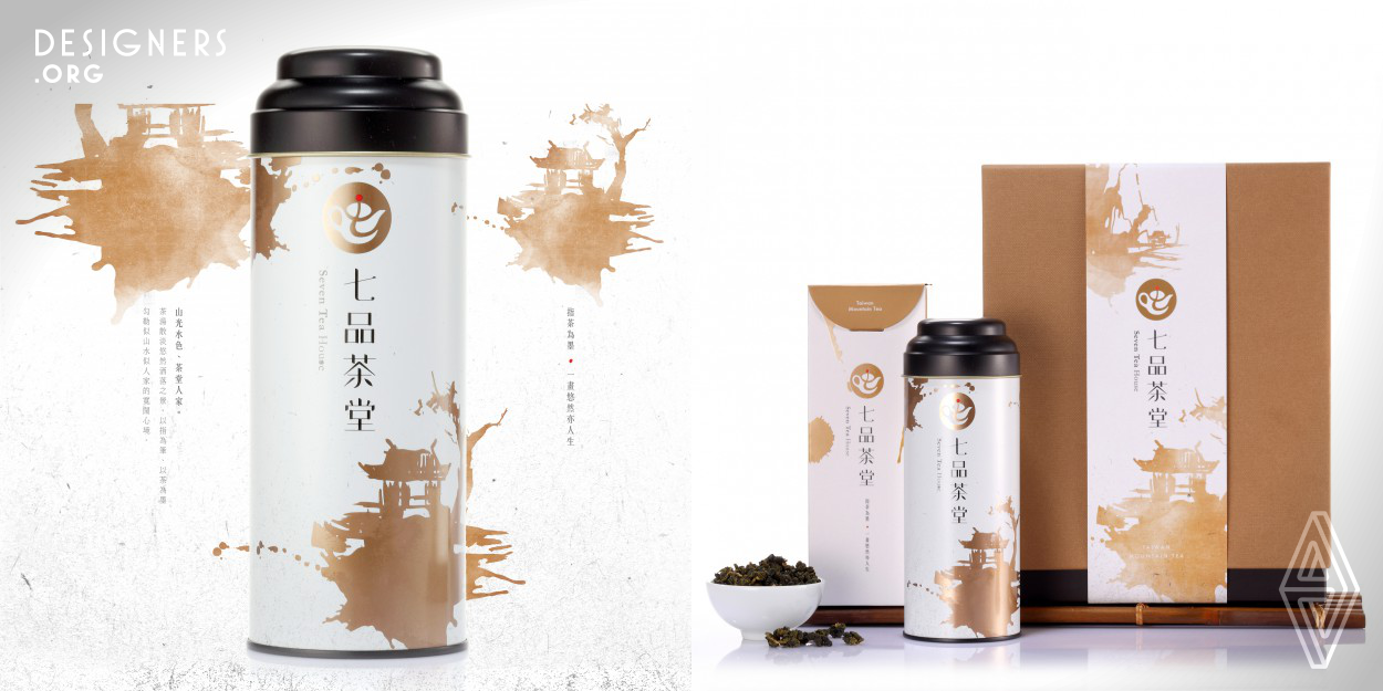 Tea Hall Brand, taking the image of spilling and scatterig tea freely and leisurely, the concept of tea brewing process, strong or weak, transformating unpredictably, as the element of tea painting while tasting tea. The casual charm of taking tea as ink and using finger as pen, sketching the expansive mind of tea hall family livng with the landscape. The original package design conveys cozy atmosphere, expressing the pleasant time of living the life with tea. 