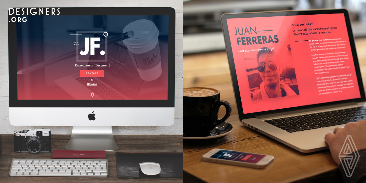 A personal website for Juan Ferreras, a designer and developer from Argentina. He purposely wanted his website to be more about who he is rather than what professional projects he has engaged in the past. The website visually exploits the duality concept of being both a designer and a developer at the same time and emphasizes how both roles complement each other.