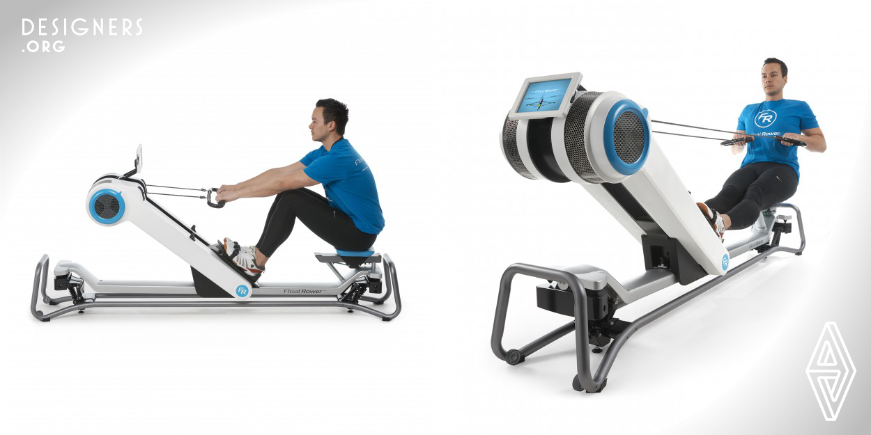 The world’s first rowing machine to simulate the experience of rowing on water. Float Rower pitches and rolls, responding to the many movements that the rower imparts. As it slides along the monorail, the resistance mechanism replicates the movement and feeling of the boat moving underneath the rower during the stroke. The user interface displays and records the inputs, leading to improved technique, strength, fitness and endurance.