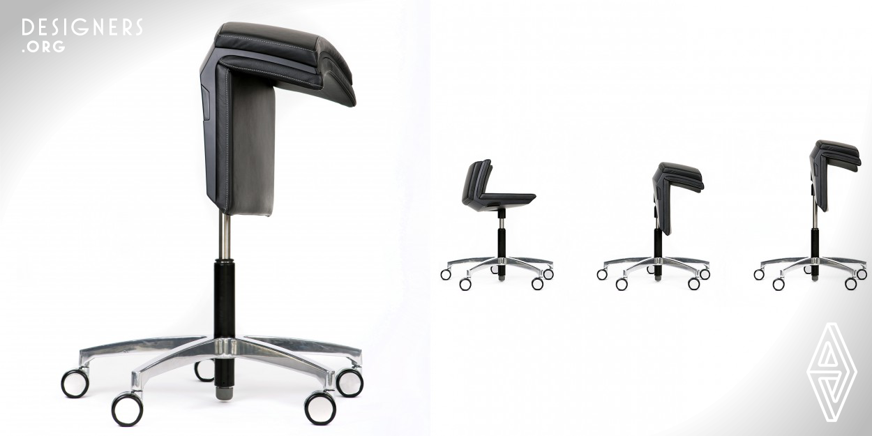 kinema active chair is a customization sit-stand sit product that can be smoothly and flexibly adjusted to its user´s body and requirements so that it combines various stand sit and sit postures in one piece of furniture. With only two adjustable parts it is easy to set up, simple to use and combinable with height-adjustable desks and tables.
