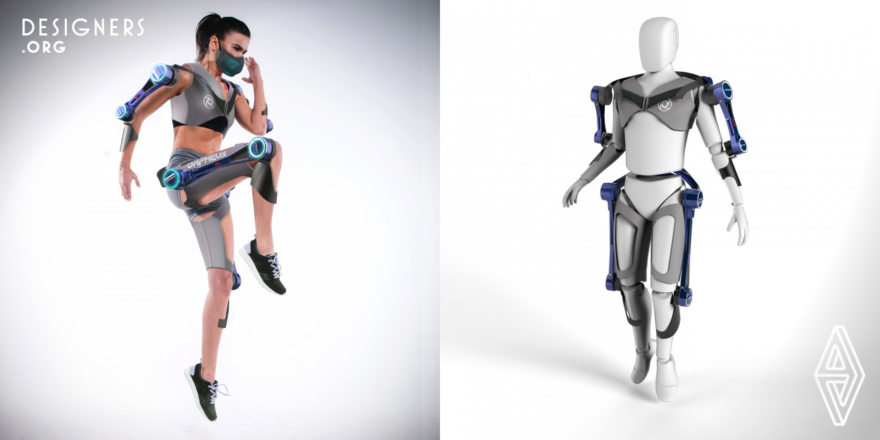 Orpheus is an exercise device designed for the International Space Station and future Spacecrafts. As an exoskeleton, the design is the combination of "modern" and "all-purpose". The product has been designed with today’s technology to create the optimal user/product relationship. Orpheus, evolved with the idea that the only pivot point on the outer space is the human body, allows the user to use the limited interior space available on space vehicles in the most efficient way. The product offers light and flexible usage variations for the astronauts during their missions.
