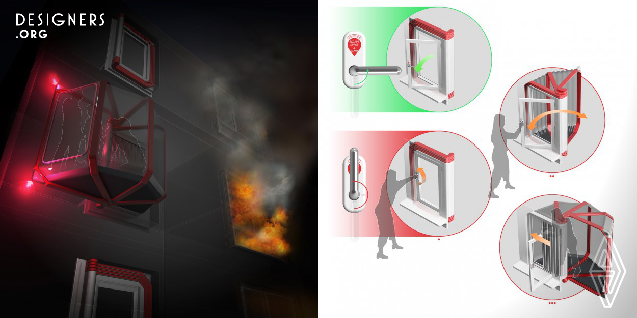 In some kinds of situations of the fire that passageway has been blocked in accident. No matter what you do, you cannot escape from the fire through the door. To find a solution for trapped person get away form the fire quickly, the team find the point in window frame redesign. X-Space is redesign of the window frame including rotational structure holder. When fire coming up, all family members can easily get out of the fire through the X-Space avoiding the injury from the fire and smoke behind the outer wall. 
