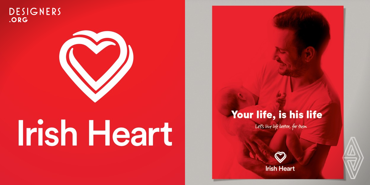 A complete rebrand for the Irish Heart Foundation, we need to help them get their vital message heard and tackle our greatest combined killers Heart disease and Stroke. We created the core concept upon the idea that all of our hearts are connected, by looking after our own heart we look after the heart of our loved ones in turn. A thoughtful, flexible visual language has been created.