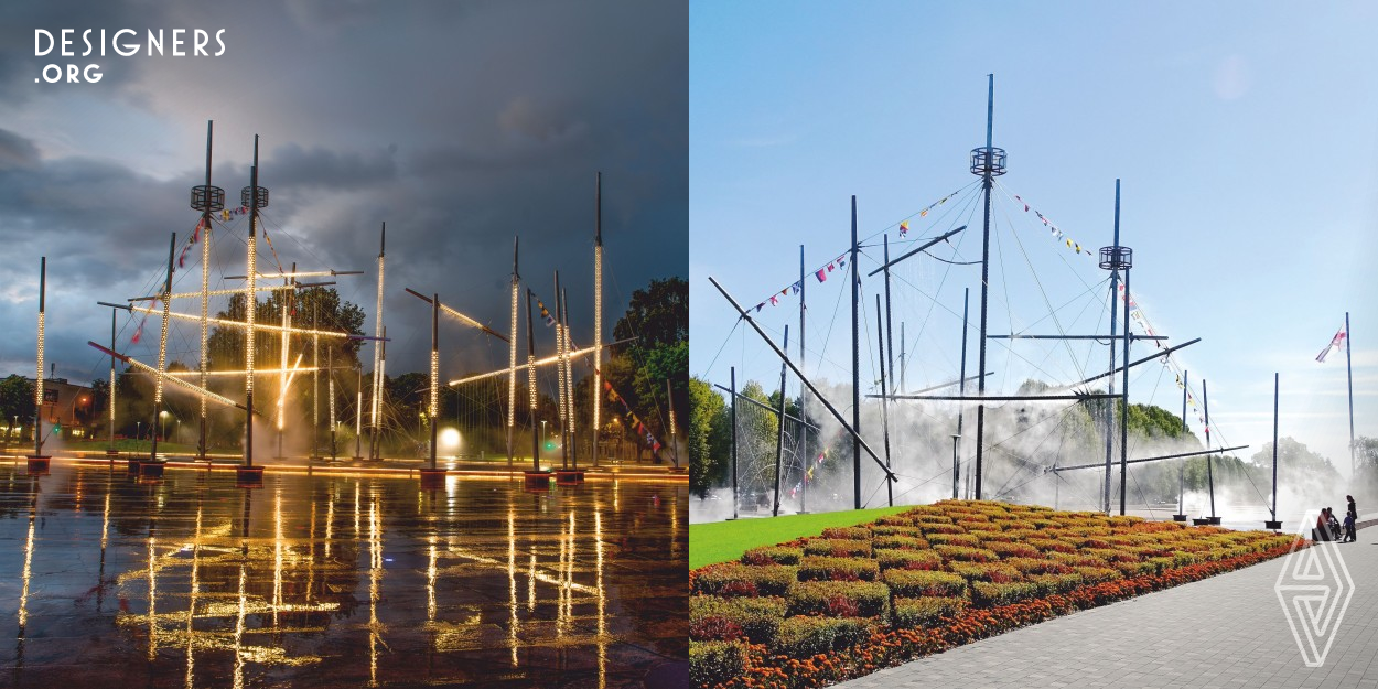 Outdoor design of the 3.6 ha Lielais Square and its focal point - the fountain Frigate Wallfisch reflects Ventspils identity in a contemporary and universal environmental design. It reproduces the image of dunes transforming into the developing Music School and concert hall, elements of which complement each other– the square, the fountain and the expressive construction. Square’s complex adds value to the urban environment attracting people at all seasons and increases recognition of Ventspils.