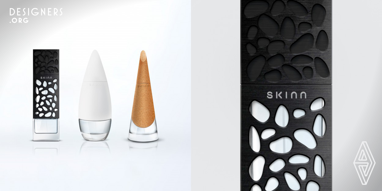 Skinn is a beauty packaging using the visual-tactual language that is forms and materiality as tools for communicating an attribute of a product and as a means of conveying the intended target audience of a product.  Since such products are so closely linked to these experiences, the enhanced texture of a product can increase the consumer-product relationship and provide a more affective experience. 