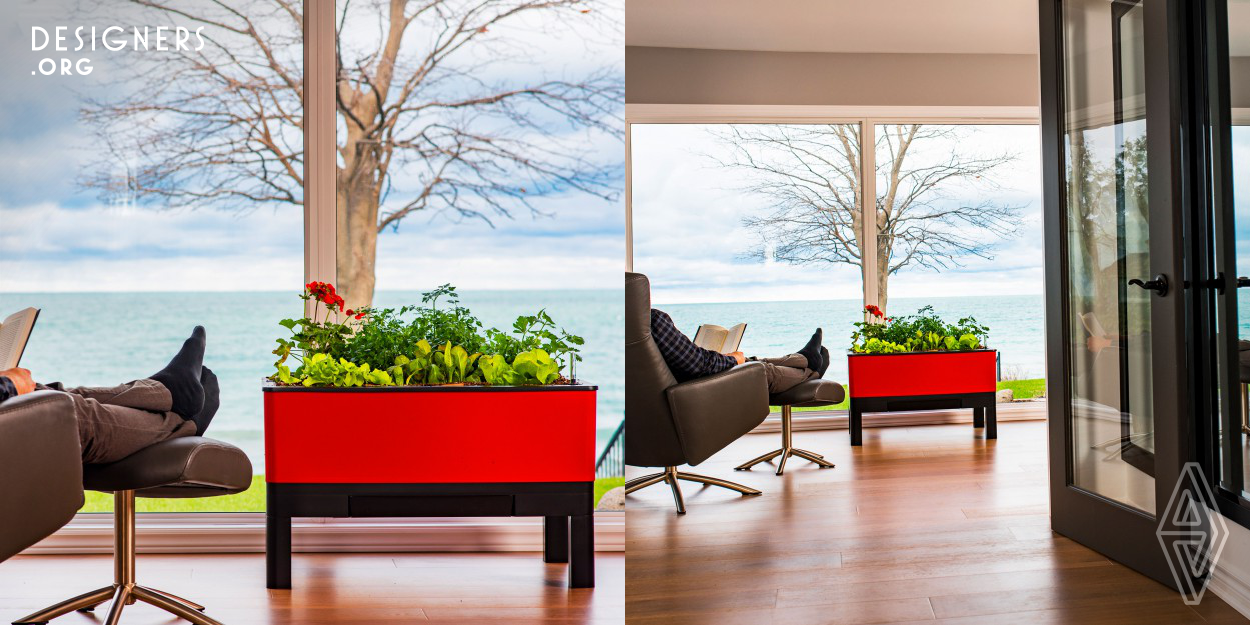 The design was based on the realization that urbanization is limiting the ability for people to take control of their own food. We decided to create a product that would help people grow fresh greens regardless of where they live in the world. The World Garden is both aesthetic and functional and can fit as well in a high-end living room as on a balcony.