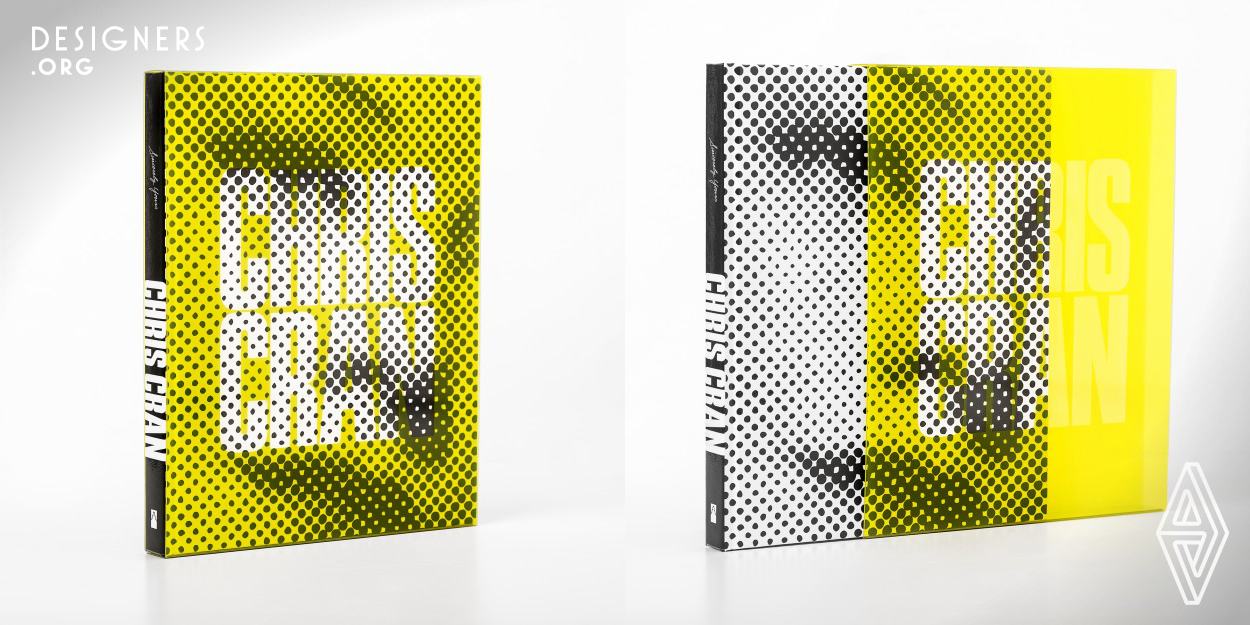 It was essential that the design of this catalogue be sympathetic to the work of this contemporary artist. The halftone dot was chosen as an approach for the cover as this technique has been one constant in the artist’s multifaceted career. The yellow color sleeve was incorporated as a way to reference the many layers in this artist’s practice, and the use of one of the Chorus faces on the cover was a humorous nod to the visitor experience. A spot-UV varnish was used on the cover to give the image a three-dimensional quality similar to his works.