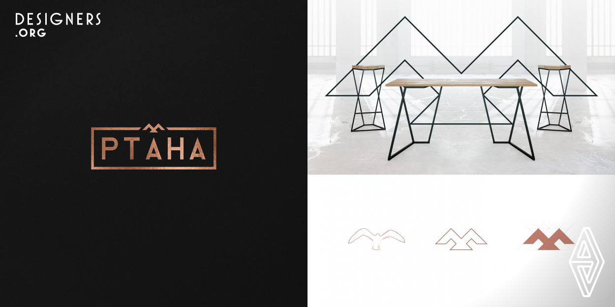 The design was focused on the Scandinavian aesthetics of minimalism and natural elements like hard metals, bronze, solid wood, stone and was united in this brand - its colors, form and other design elements. The brand identity for Ptaha was created by considering the main element of the logo - stylized bird (Ptaha, translate from Ukrainian) that symbolizes the brand name and combine with the idea and look in the same style as the company's furniture.