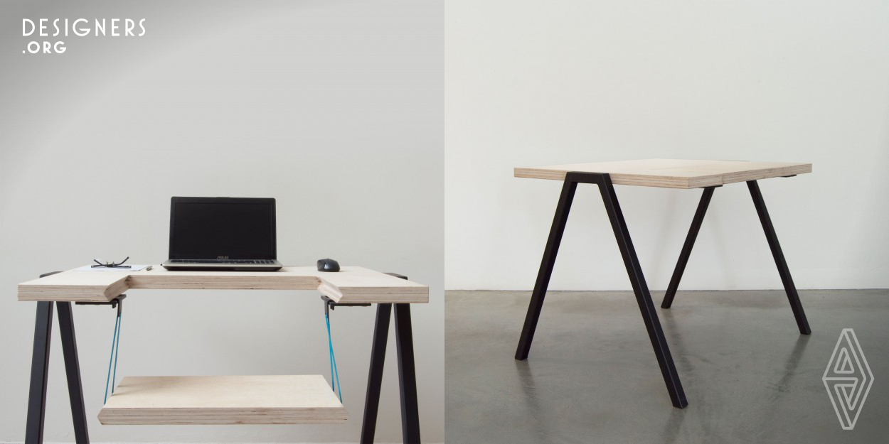 WEE is an alternative work desk concept for people, who can‘t stand sitting motionless during long work hours. By combining a traditional desk with a swing, the user can sit down for long work hours, while also being able to keep their lower body active. Not only that, but WEE is also a two-for-one piece of furniture, offering a spacious desk as well as an integrated seat.