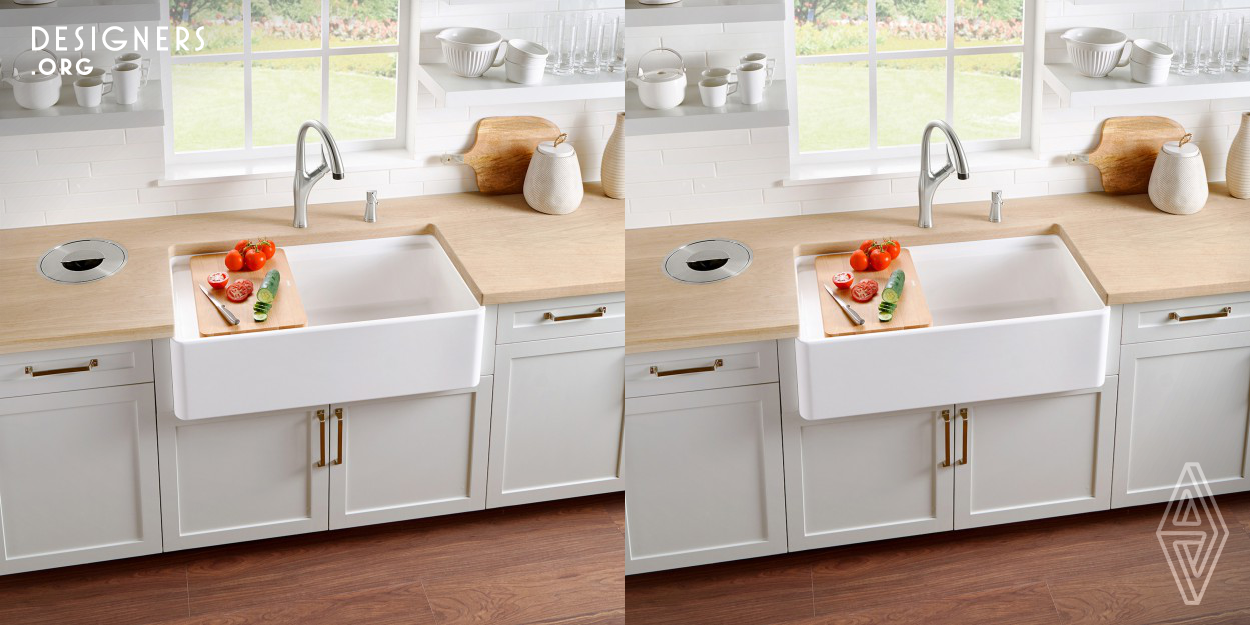 A generously sized iconic farmhouse sink with an innovative Accessory Ledge, Blanco Profina saves counter space and fits stylistically within modern kitchens. It is the one sink that fits the complex demands of today’s modern, hardworking kitchen. Blanco Profina's contemporary style and slender 3/4 inch thick walls blend farm style trend with modern design. The integral ledge provides added workspace for a cutting board and dish rack/colander.