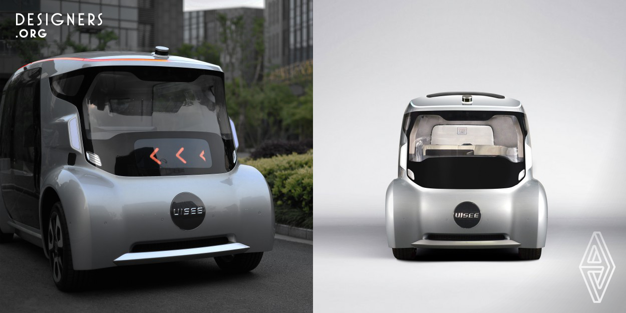 The design of Mobile City Cabin Self Driving Car is based on a single compact cabin design with 4 wheels on the corners to maximise usable space in the car. Mobile City Cabin includes self-driving technology and instruments such as radar, lidar, and cameras which are integrated into the design of the car. It represents a brand-new spatial experience. The car is powered with efficient self-driving technologies and without traditional control components such as the steering wheel, pedals and dashboard, hence leaving more space for passengers. 