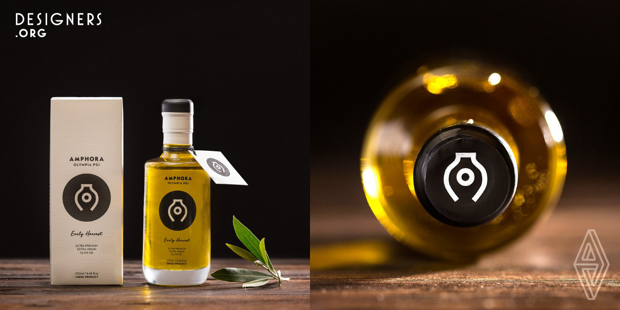 Amphora Olympia is a series of premium quality Organic and Extra Virgin Olive Oil from Greece that is targeted to the foreign market. The brand pays tribute to the history of the birthplace of the Olympic Games, ancient Olympia, where olive trees were grown not only for their fruits but also to honour the triumphant athletes. The design strategy was based in depicting the ancient practice of preserving olive oil in amphorae. The brand logo was based on a abstract "amphorae" shape letter A (Amphora) that includes a circle that symbolises the olive oil and ancient Olympia (letter O).