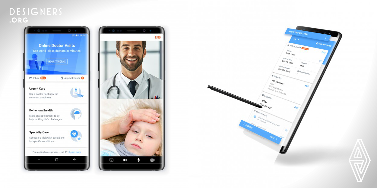 This design enables users to meet with world-class doctors right from their smartphone.  The designer team worked with major insurance companies to make appointments low-cost, and partnered with leading hospitals and top-tier doctors. Above all, This product uses an intuitive design language and user flow to create a seamless user experience. The design team have also taken extra steps to optimize for affordability, meaningful doctor-patient interaction, and ease of use — for a great telehealth experience.