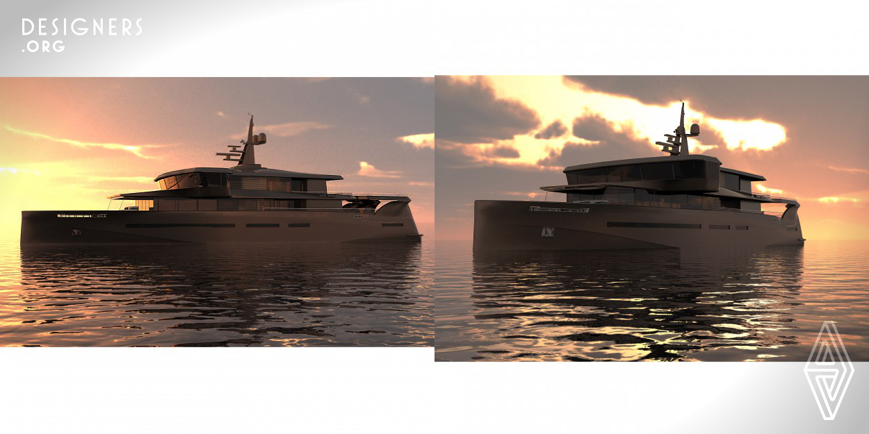 Anqa is a custom yacht that brings a new perspective to the references to the world of yachting.The seafaring grace of the craft’s lines are part of it’s DNA and observable inside and out.Deck areas offer panoramic views out over the water while being half protected to the elements so that you can enjoy designated outdoor spaces, whatever the weather.The diversity of public & private spaces gives the sense of a much larger yacht.Anqa is able to carry a submersible with all the tenders and toys.A Helicopter pad positioned at the stern of the yacht can accommodate a Eurocopter EC120.