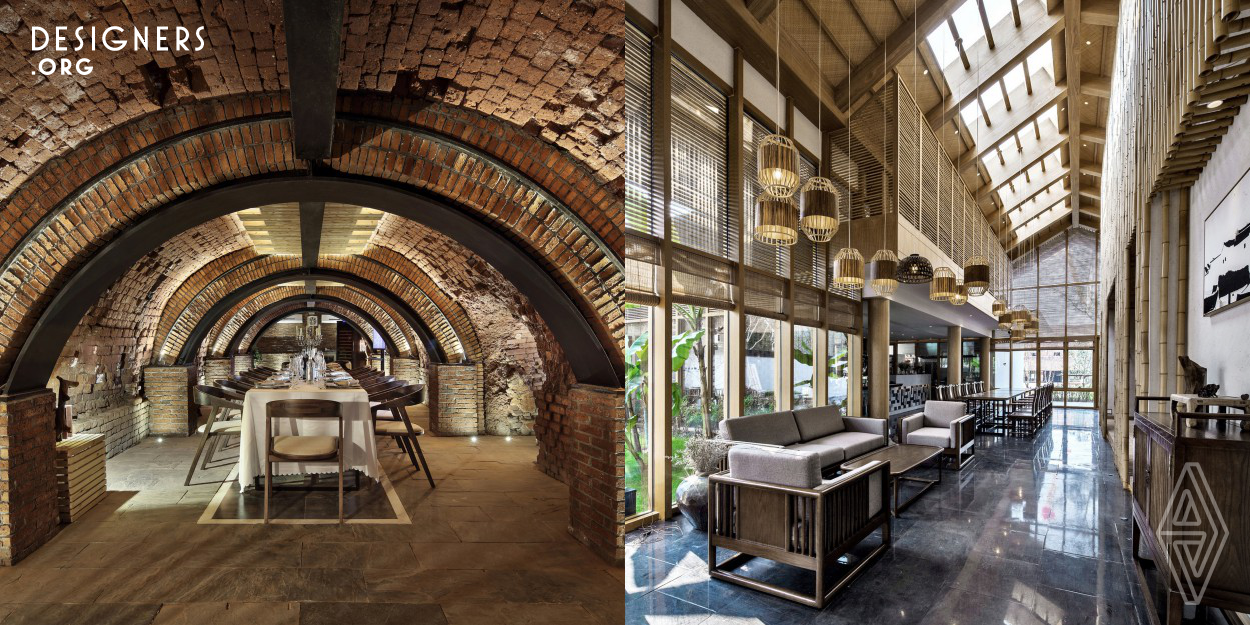 In an old village in the picturesque area of Jiangnan, southern China, the design studio was commissioned the interior renovation of a cultural museum and a folk inn, enhancing the local tradition of brick klin production. The project is located in the old canal town of Zhu Jiadian, west of Jin Xi, where there can be still found more than ten ancient brick klins from the Ming and Quing dynasty. For project materials' using,the designer chose native materials such as brick and bamboo, breakthrough combining and matching to embody modernity of design while return to simplicity of material.