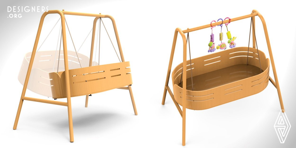 There are three usage modes to meet the needs of kids' development. The first mode is the crib which is used in infancy, and the hanging mode is less noisy and comfortable.The second mode is the children's desk , the top of shelf can be suspended lamps and other objects;The third mode is the hanger , which can hang clothing,and the crib can be used as baskets to store toys .It can change the phenomenon that traditional crib are left unused or discarded after use.