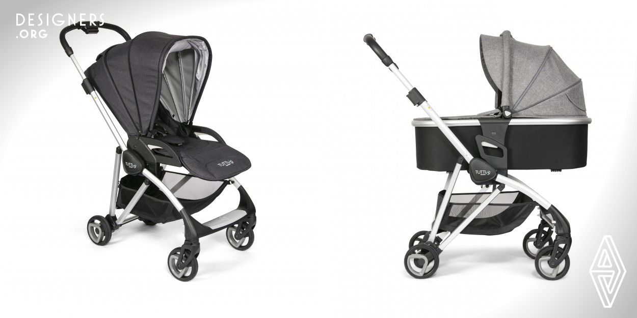 KOJI by Tutti Bambini is the little pushchair, for active parents who are always on the go. KOJI is compact and lightweight, and ideal for urban lifestyles. It offers a choice of two different colour chassis and five fabric accessory packs, allowing customisation of the pushchair to suit your style. 