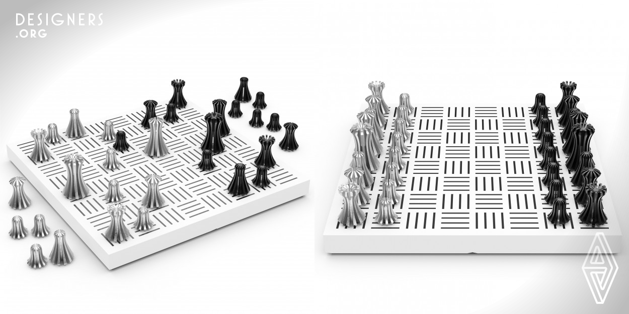 Nest is a set of chess, which togetherness and peace are taken as a concept. Designed as a meaningful gift, Nest can be used as an exhibition object with its sculptural image. Nest is an easy carrying and small chess set. It takes up little space because the Chess pieces are nested and the chessboard keeps in these pieces. The designer abstracts the chess pieces in a simple yet impressive way. 