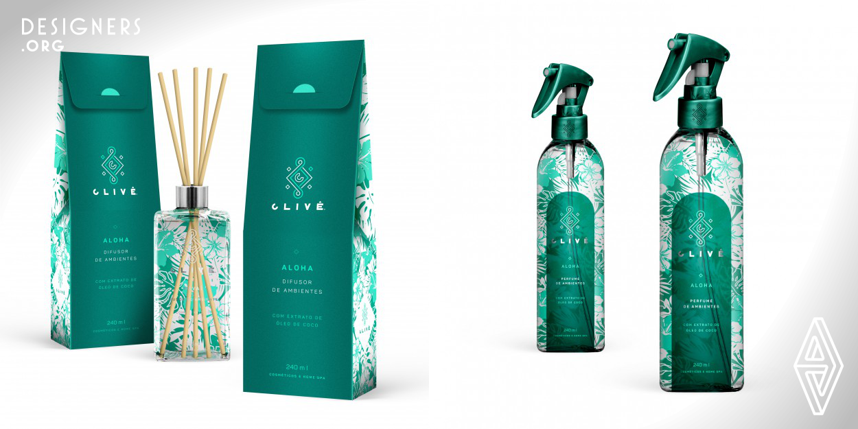 The concept of Clive cosmetics packaging was born to be different. Jonathan did not just want to create another brand of cosmetics with common products. Determined to explore more sensitivity and a little more than he believes in terms of personal care, he addresses one main goal. The balance between body and mind. With Hawaiian inspired design, the combination of tropical leaves, the tonality of the sea, and the tactile experience of the packages provide the sensation of relaxation and peace. This combination makes it possible to bring the experience of that place to the design.