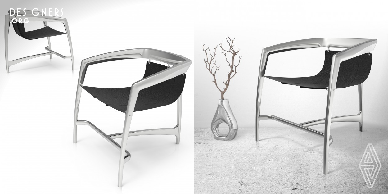 The stainless steel leisure chairs which have smooth lines are mainly composed of abstract geometry. The support of three feet increases the stability of the seat, and the low backrest makes the leaning more comfortable. The silver frames and the seats which have the dark leather are more modern. The stainless steel frame is machined by numerical control milling technology, and the cortical part is finished by tailoring technology, which is suitable for industrial mass production. 