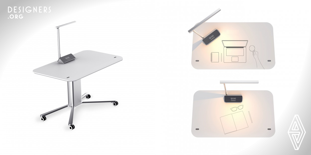 Magician is a smart desk with new features that can make the appropriate height adjustment based on changes of people's work posture and state. The height adjustment of Magician is completely controlled by gestures. Magician equipped with smart lamp system provides appropriate lighting for different working conditions. The desktop control module uses infrared to sense the user's sitting posture, preventing the user from suffering from body aches due to poor sitting posture. 