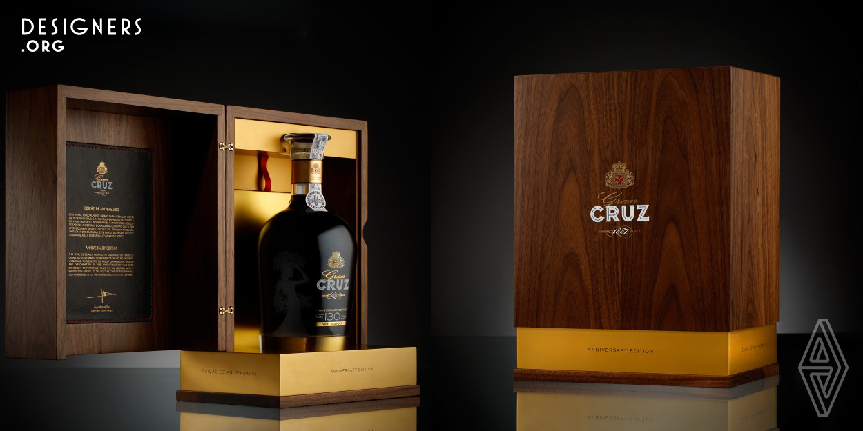To celebrate the 130th anniversary of Gran Cruz, a Port producer, Omdesign designed and produced a special commemorative packaging. The design reflects in its details the essence of Douro, as well as the cooperage artwork and ageing of the 100YO Very Old Port that Gran Cruz selected to this particular edition, enhancing the quality of their products, history and values. The bottle with a black woman screen printed is integrated in a wood package, with a velvety touch and evoking the culture and tradition written in the legacy of of the company.