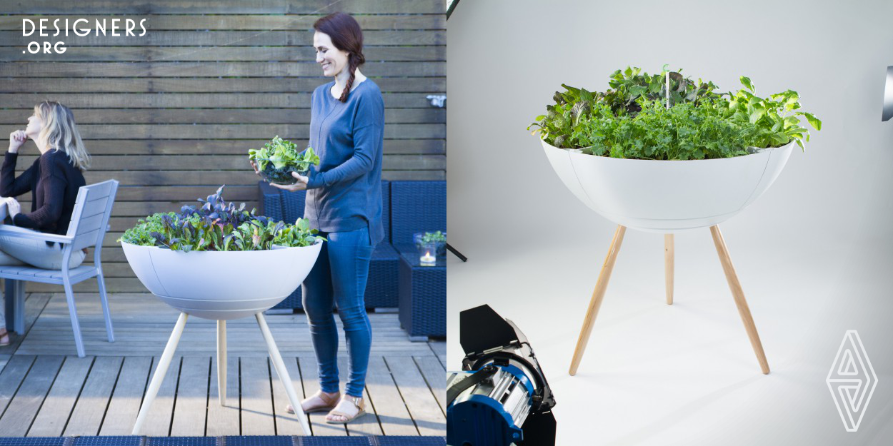 The Planter is the first at-home salad growing system that waters itself and learns which plants to grow based on your unique outdoor conditions. Never worry about over or under watering again. The Planter also works with a subscription service that delivers compostable seed trays and nutrient-rich soil. And when it's time to harvest, new seed trays automatically show up at your door. Grow enough kale, tomatoes, radishes, lettuce and other greens to eat organic salads every couple of days. Enjoy the freshest, safest, and most delicious salads from your porch to your table.