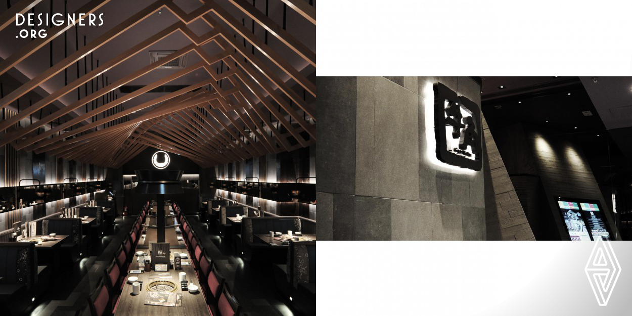 The design idea to bring customer eye wide opened to dine in a Japanese restaurant beyond imagination. Fully adopts Surrealisme in interior architecture to enrich the dining experience. The extensive use of wood, and in particular the organically sculptural forms of the tables, chairs and ceiling elements in contrast to the linear wall cladding, endow the interior with Found in Time concept .