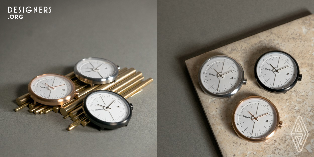 The MOT is a Tuan Hoang's design project in collaboration with Klasern. The watches bridge the two worlds of classic and modern with elegant, timeless design. Inspired by Bauhaus, Atomic Age, and Scandinavian designs, the MOT lays emphasis on functionality and simplicity while still embodying a futuristic look. The MOT collection is available in silver, black, and rose gold. The powder-coated stainless steel case, which has a unique profile and invisible lugs, holds the white double-layer dial inside. The leather straps are made by craftsmen who take an obsessive approach to workmanship.                