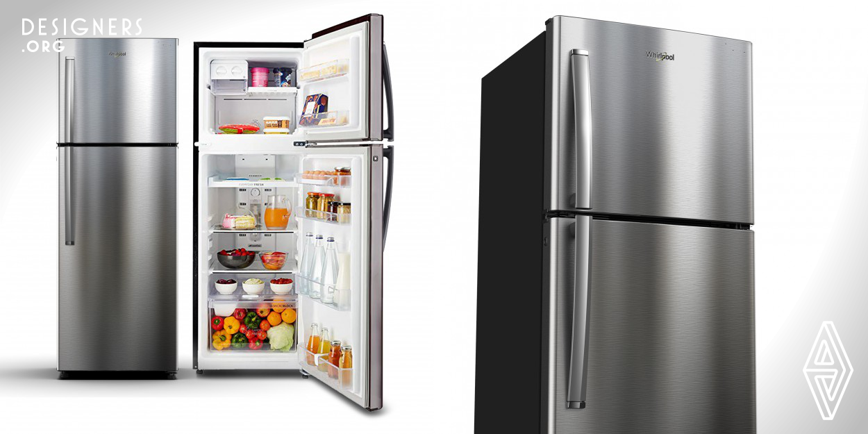 Whirlpool NeoFresh refrigerator range is a balanced blend of thoughtful design with highly relevant and meaningful  regional innovations keeping the consumer at the core. The 6th Sense DeepFreeze Technology features circular air flow in the Freezer compartment. This prevents cold air from escaping when the freezer door is opened. Scientifically designed air tower and strategically placed vents let out cold fresh air into different sections of the refrigerator providing uniform cooling for prolonged freshness. 