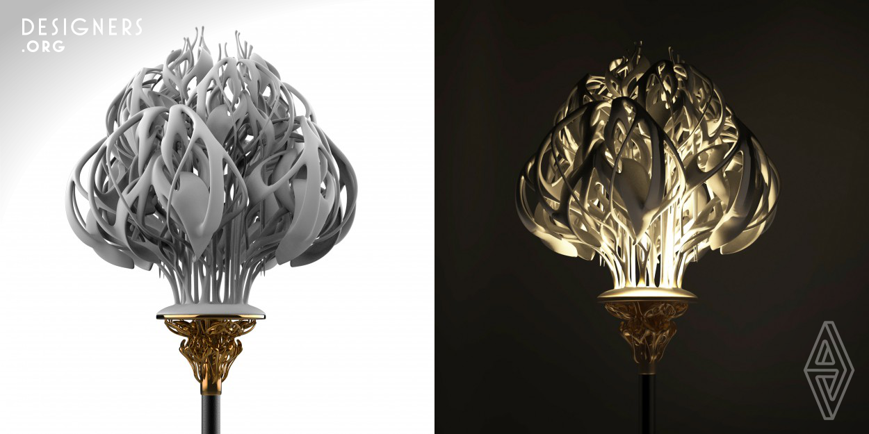 With the popularization of 3D printing technology, the appearance of the product has undergone tremendous changes, but also to the possibility of product structure has brought tremendous leaps, no matter how complex and changeable structures are, they can be manufactured by the way of 3D printing, The lamp mainly embodies bionic design form, Combining the complexity and diversity of the natural life system, sculpture forms into the design, giving the product a new visual form, interprets contemporary arts and crafts design with new forms and aesthetics, bringing users new experience.