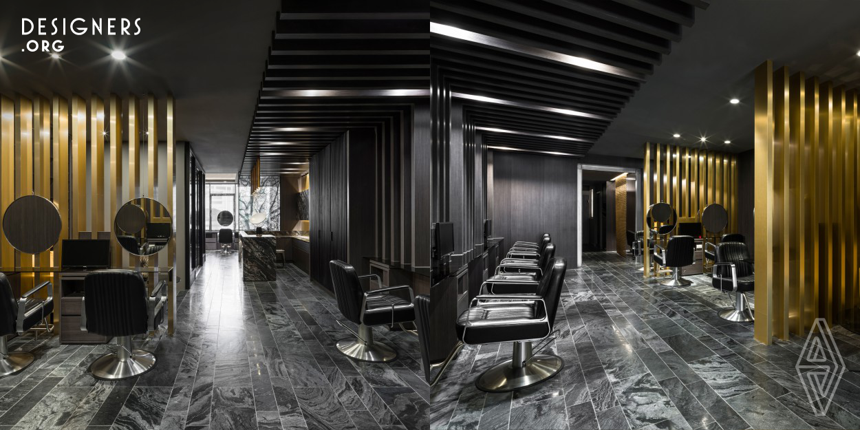 Dark toned timber with slatting system, natural marble texture, golden brass glaze, the lust for natural pattern, the four elements cooperate with one another in a single place. The space itself is be able to evoke new ambience via the materiality and lighting effects. Layering outcomes also adjoins and spreads across the entire space.