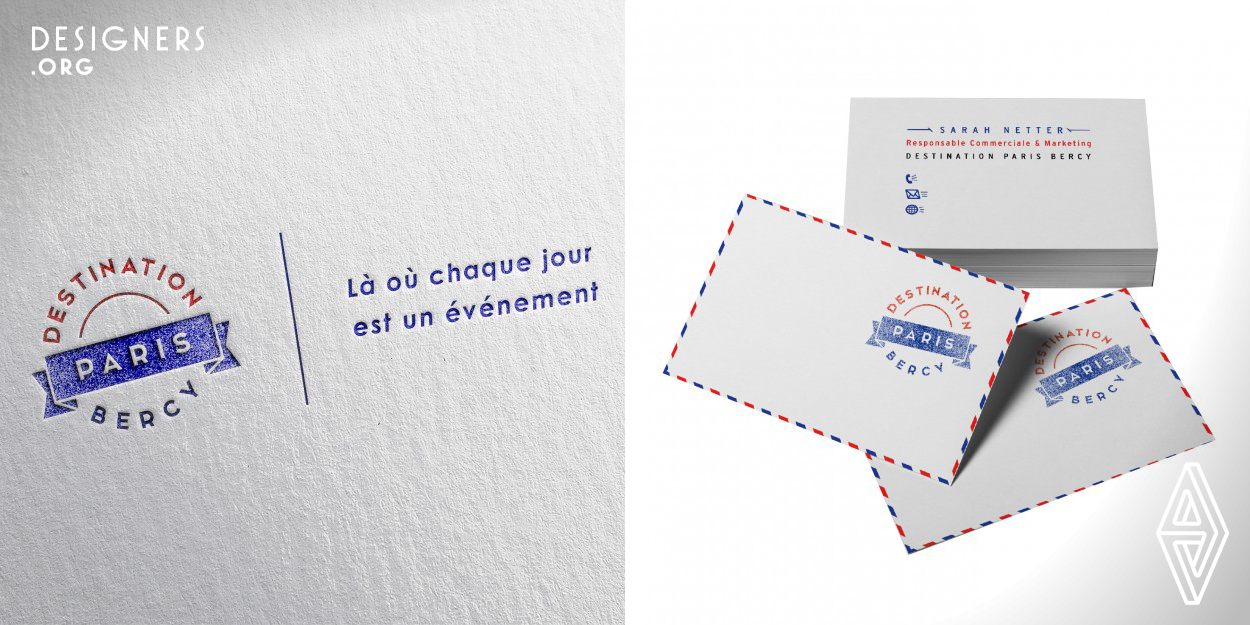 The logo, printed just like a passport stamp, is a label of quality, clear and dynamic just like the actors of Destination Paris Bercy. They are each represented by their logo in a stamp shape, creating a single signature identity to unify their diverse expertise. The typical French postcard blue white and red Marie-Louise is a reminder of the made in France quality and charm of the place. Made for you is making sure every communication point such as the brochure, newsletter, blog, website and manifesto are sending a unique message the world over: come discover Destination Paris Bercy.