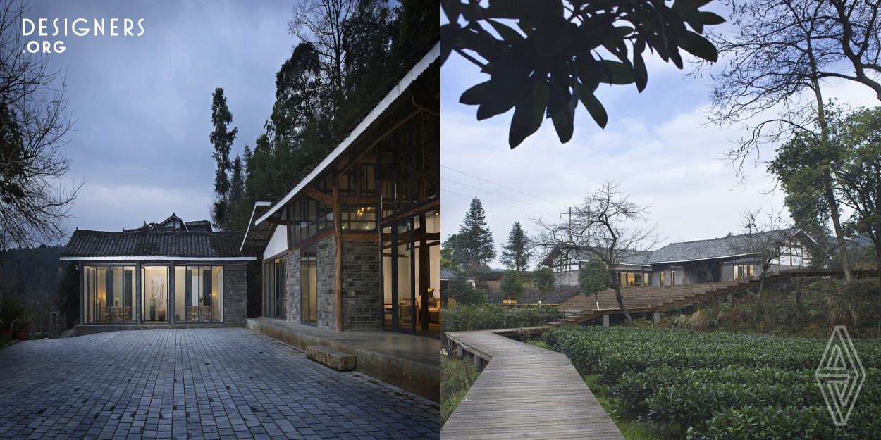 Located in Meitan, Guizhou, Yanlan Resort Hotel is transformed from a dozen of dilapidated farmhouses scattered in a natural village. The hotel lies deep in the beautiful mountains and waters in northern Guizhou. The project begins with the transformation of the old peasant house, sorts the space between the houses and demolishes and expanding some old houses into restaurants and venues for the gatherings of the guests. 