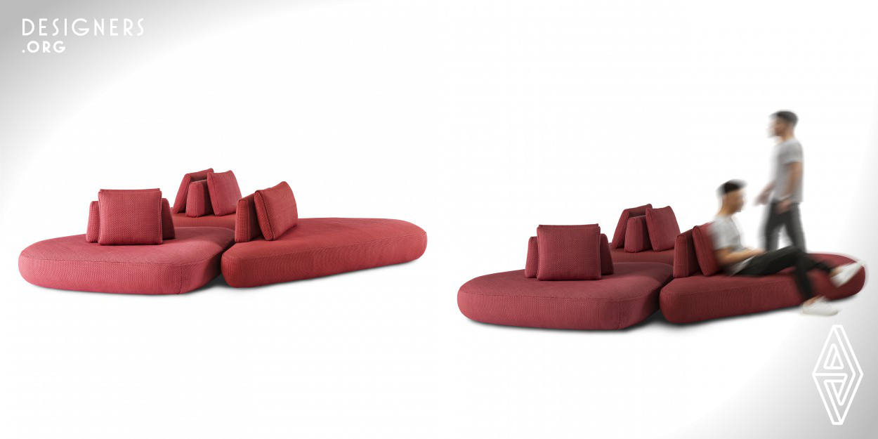   The Stones sofa is an organic, low, flexible use piece that fits well in different environments, residential or otherwise, fills large areas unpretentiously, was born contemporary, with flowing lines without defined geometry; was called Stones by its shape and use, sustains and accommodates anyone who wants to sit or lie down. Pieces can be used together or individually, they can be in the middle of space, like an island or in a corner, alone. This upholstery is designed to be coated with a handmade polyester fabric made by Tapetah, a huge variety of colors enhances product customization.
