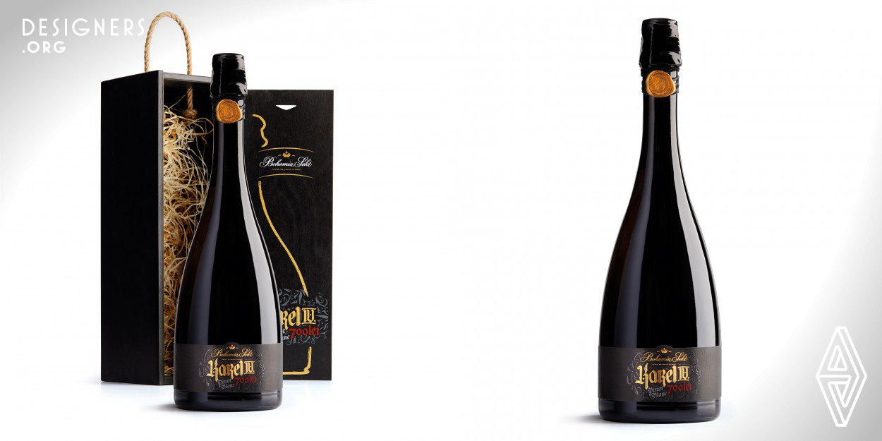 The packaging design solution for the limited edition of Bohemia Sekt champagne to tribute 700th anniversary of the birth of the most significant Bohemian King and the Emperor of the Roman Empire, Charles IV. The unusual bottle shape, authentic materials, selected colour pallets and hand crafted traditional lettering have been used to confirm the exceptionality of the packaging and to support a visual & touchable sensual experience. The only symbolic 700 bottles were produced and each of them has been hand packed (labeled, numbered nad adjusted).